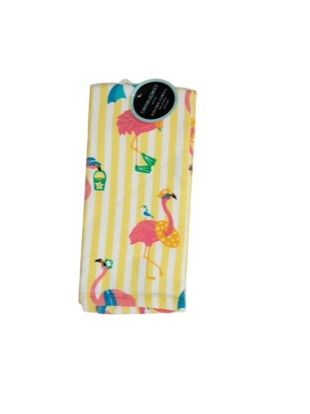 Cynthia Rowley Kitchen Towel Set Flamingo Summer Print Yellow
